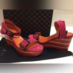 PATRICK COX ITALY PLATFORM HEELS WEDGE LEATHER SUEDE SANDALS SHOE NEW 39 9